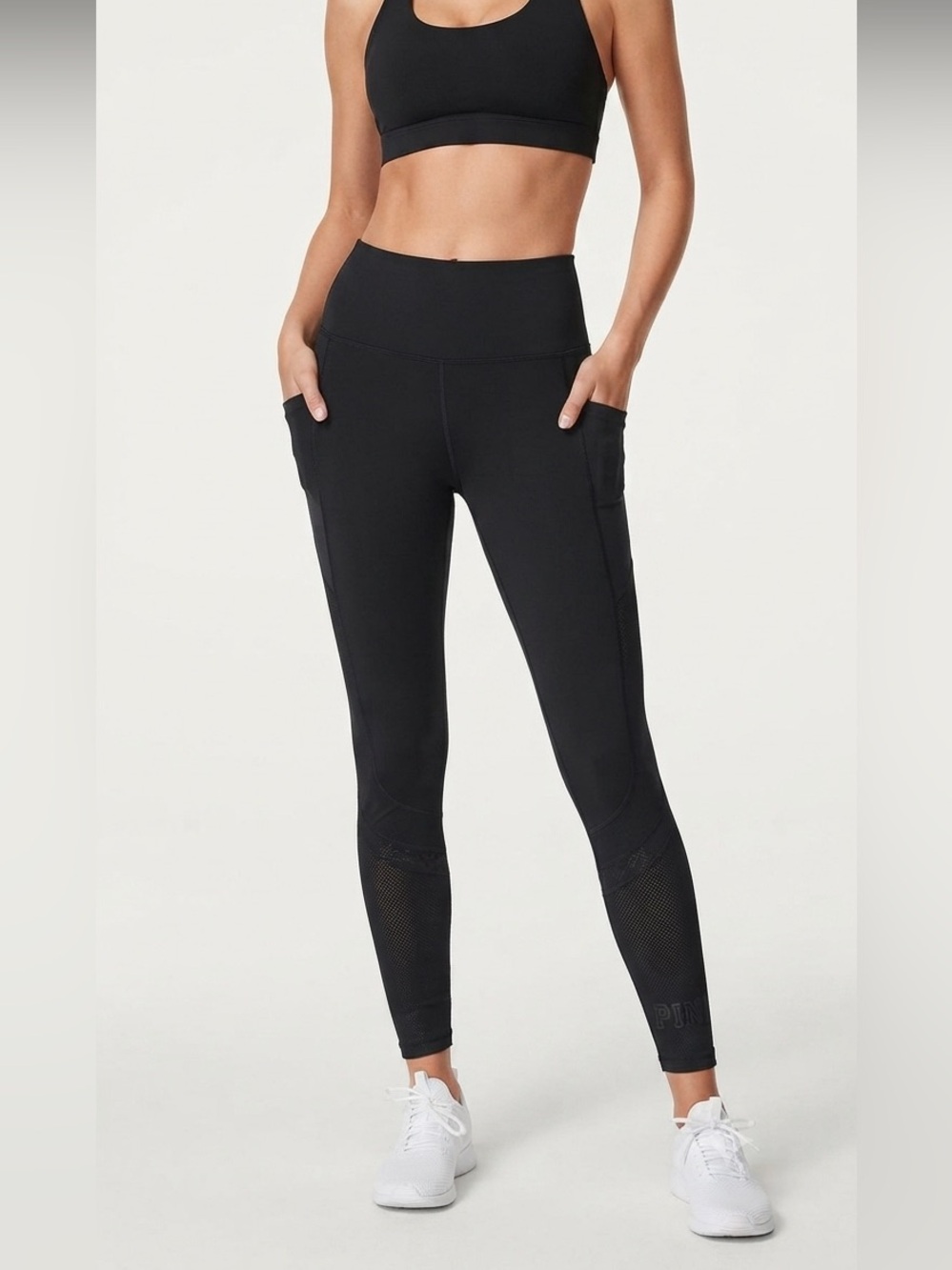 PINK Victoria's Secret Ultimate Leggings Black Size Medium with Mesh Panels